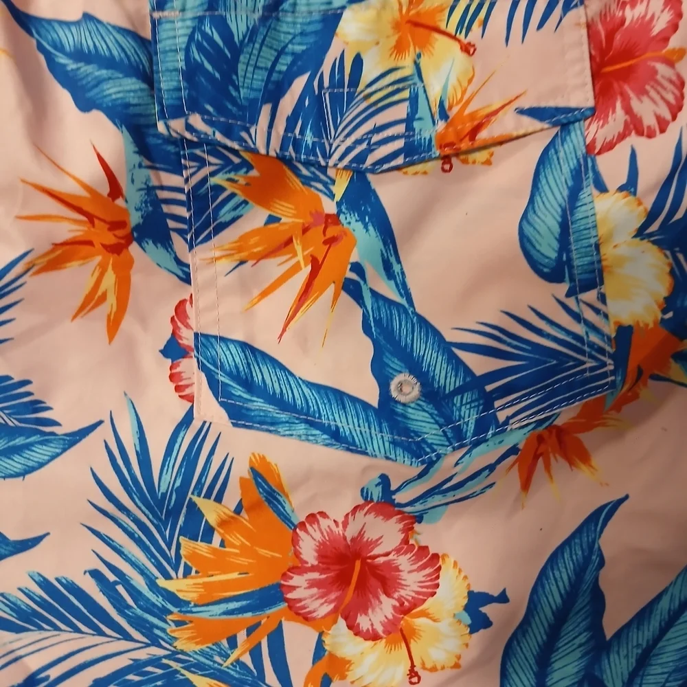 Club Room‎ Pink and Blue Swim Trunks Vibrant Floral Design